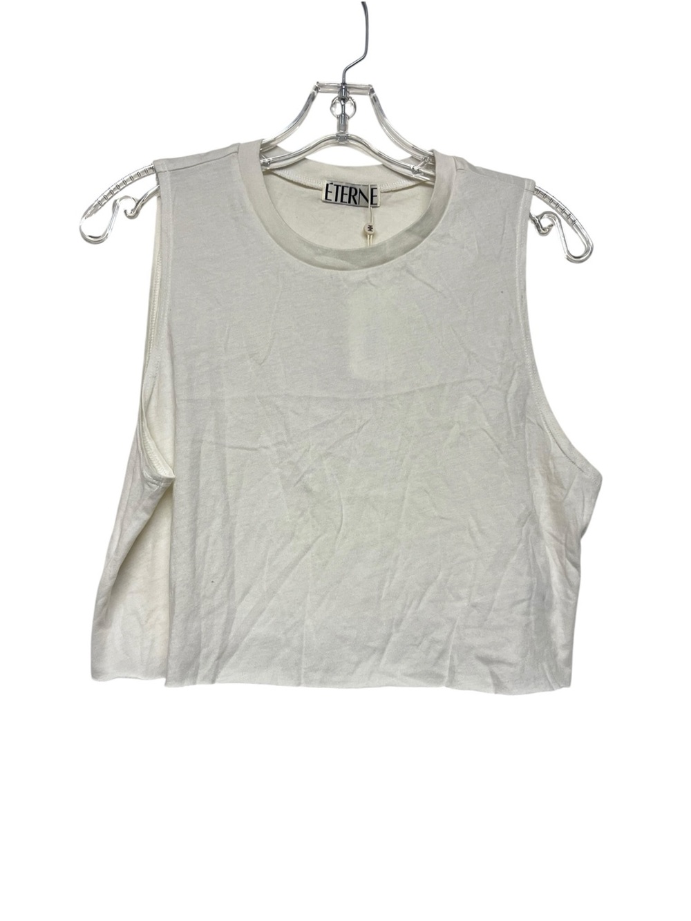 New Eterne White Sleeveless Cropped Muscle Tank Top Lightweight